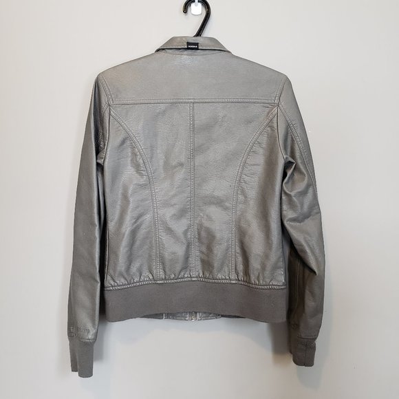 Nixon Gray Faux Leather Jacket Small - Picture 3 of 7
